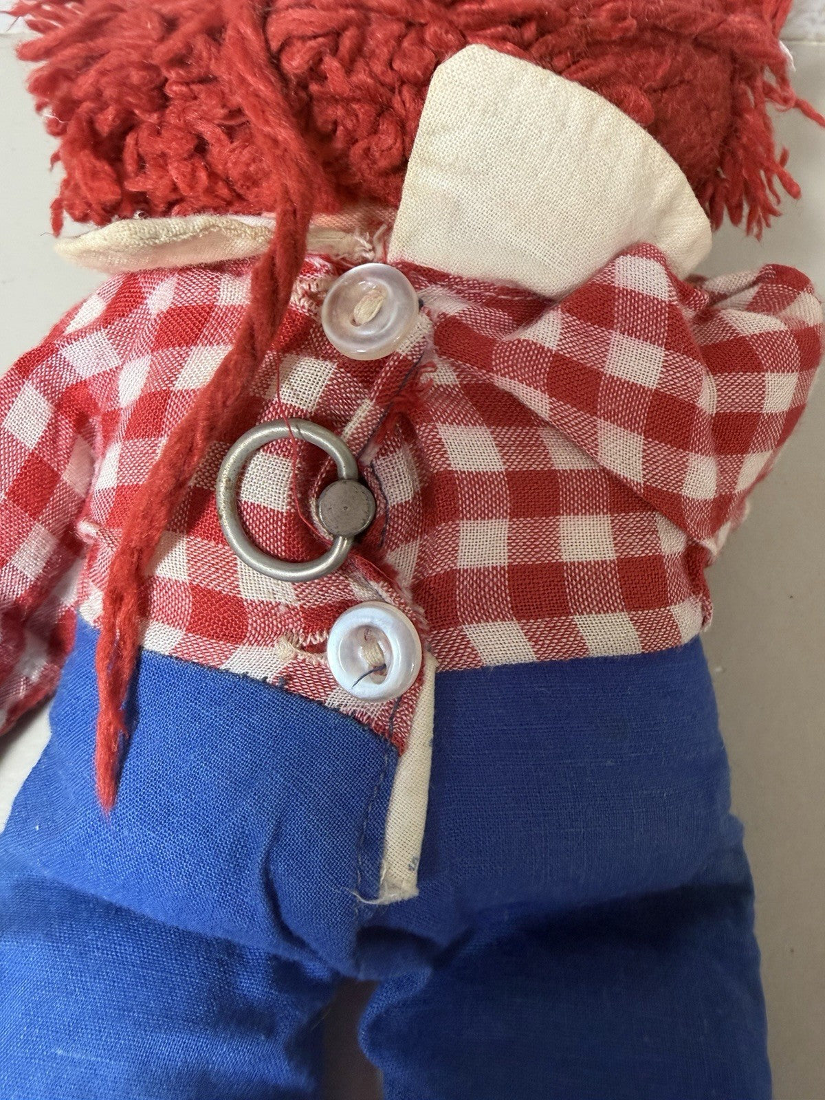 Vintage Knickerbocker Raggedy Andy Doll 15in Plush Stuffed Toy Works Johnny Grue
