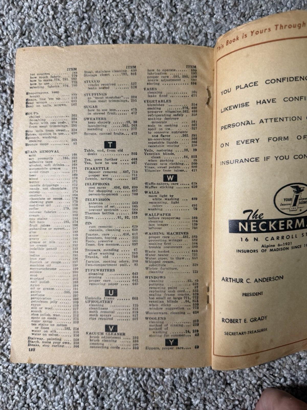 Vintage 1003 Household Hints Work Savers First National Bank Wisconsin