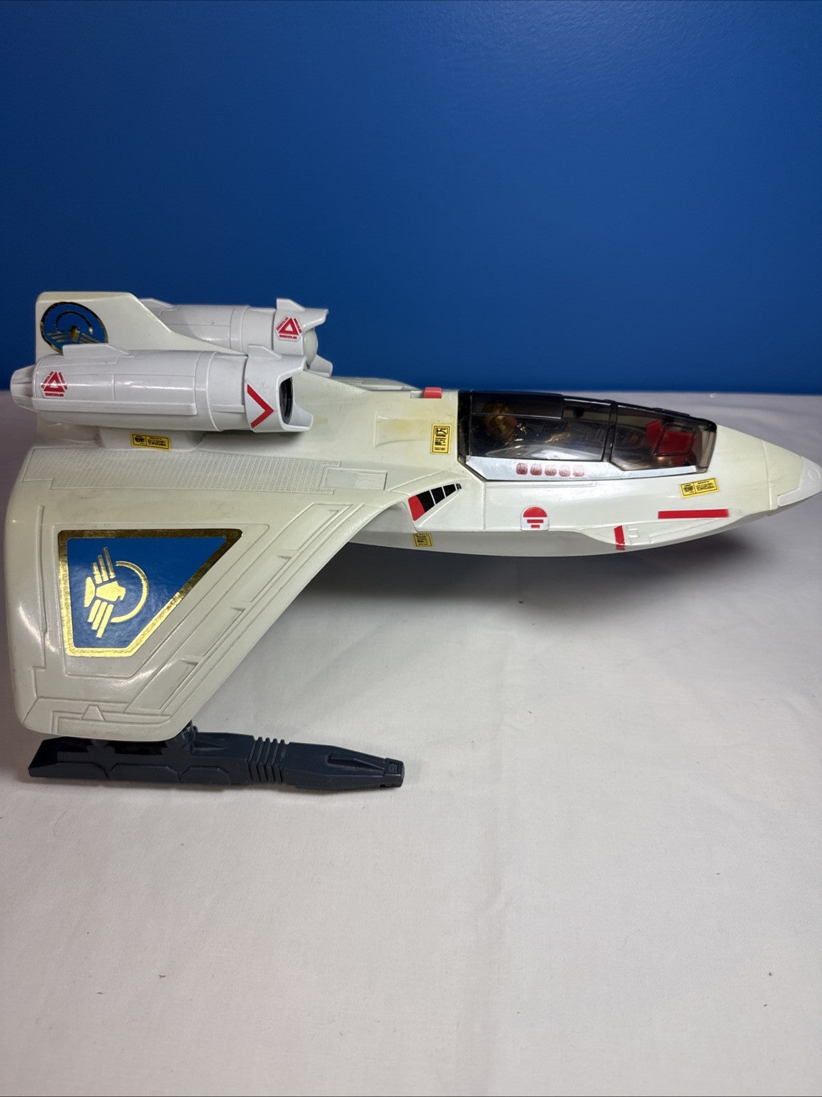 Vintage 1987 Mattel Captain Power PowerJet XT-7 Vehicle Jet + Hawk Masterson Fig