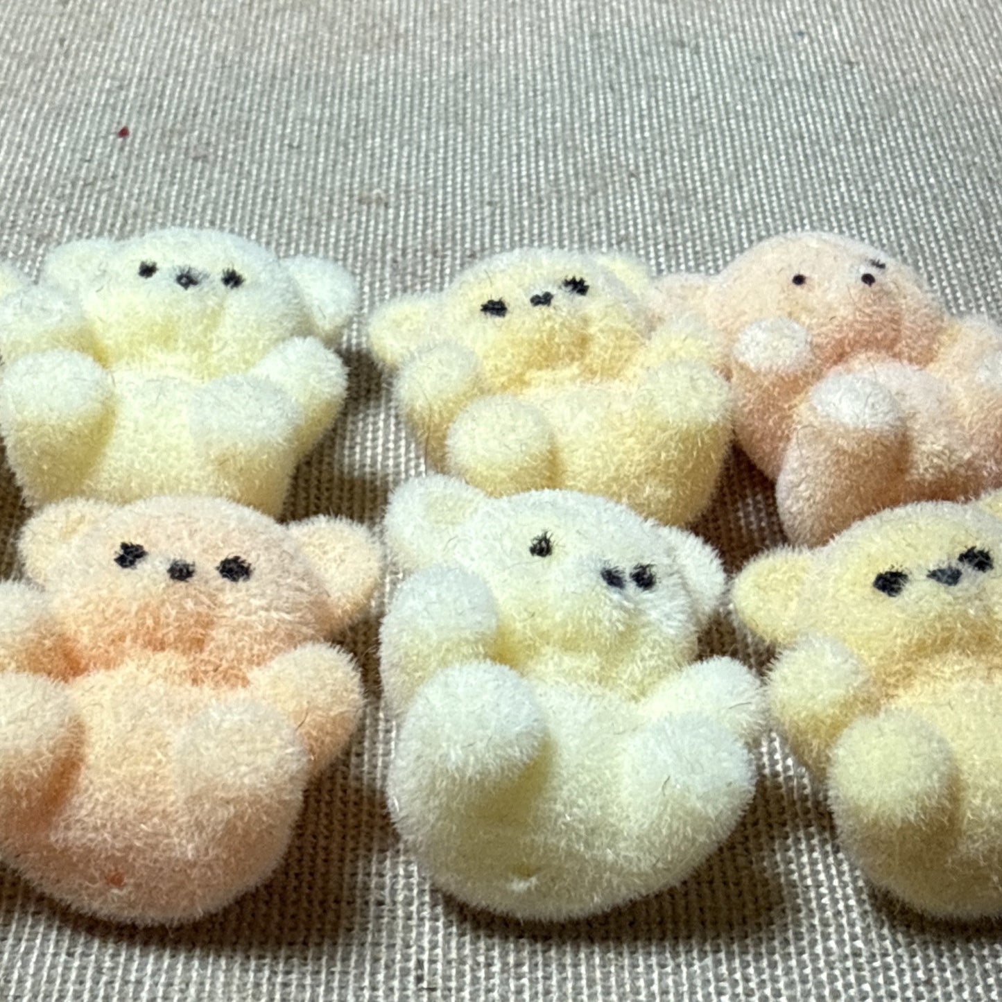 Vintage Mini Flocked Teddy Bear Lot of 22 Pastel 1" Miniature Craft Figure