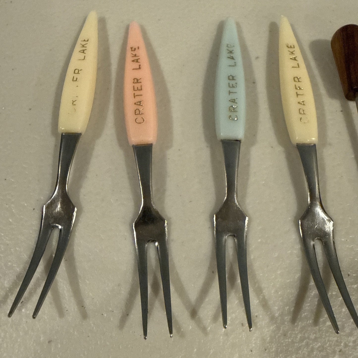 Vintage Wood Cocktail Picks Set Olive Pickle Appetizer Holder Barware