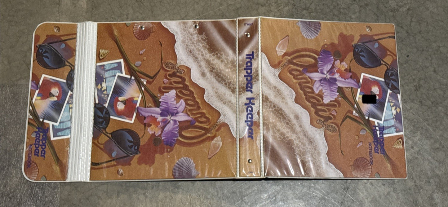 Vintage Mead Trapper Keeper Paradise Design with Folder, Retro 80s 90s School