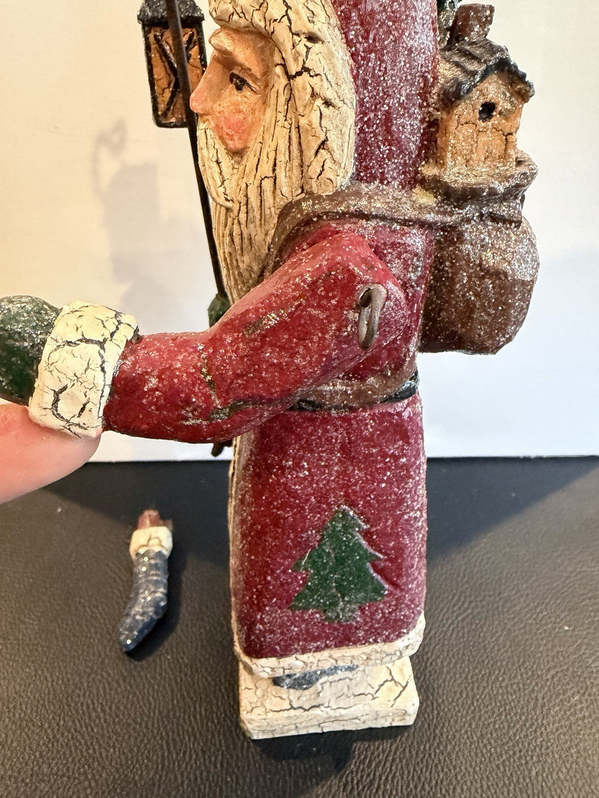 RSN Santa Lantern Figurine 39034 Primitive Folk Art Christmas Decor Holiday