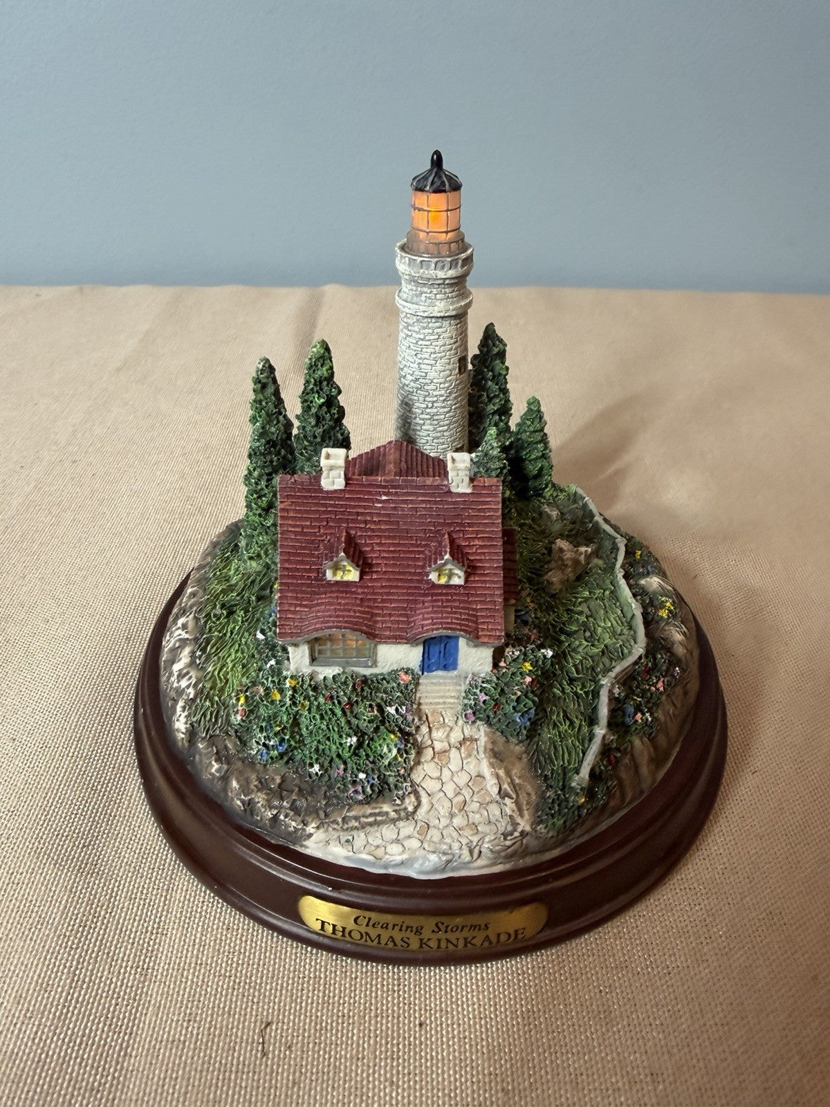 Thomas Kinkade Lighthouse Sculptures Clearing Storms Beacon of Hope Lot of 2