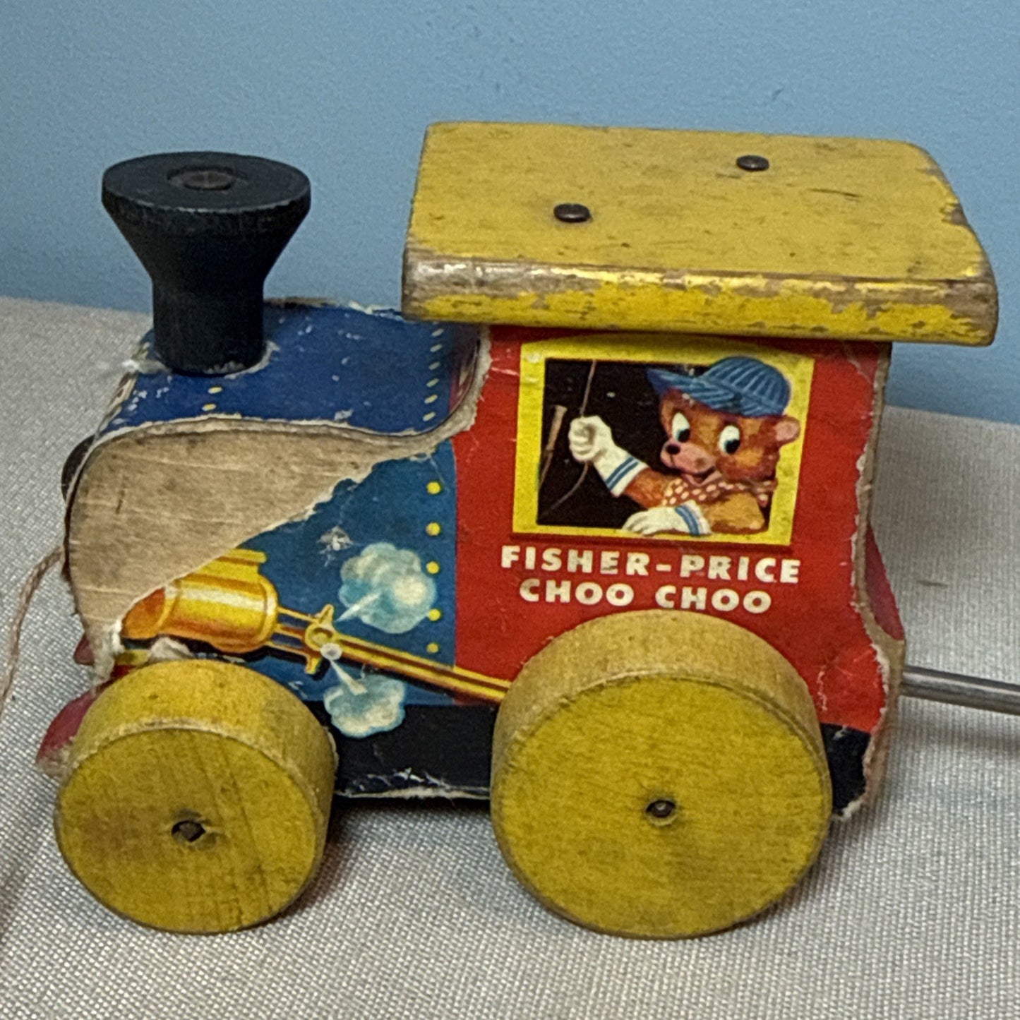 Vintage Fisher Price #215 Choo Choo Train Pull Toy 1950s Wooden Classic