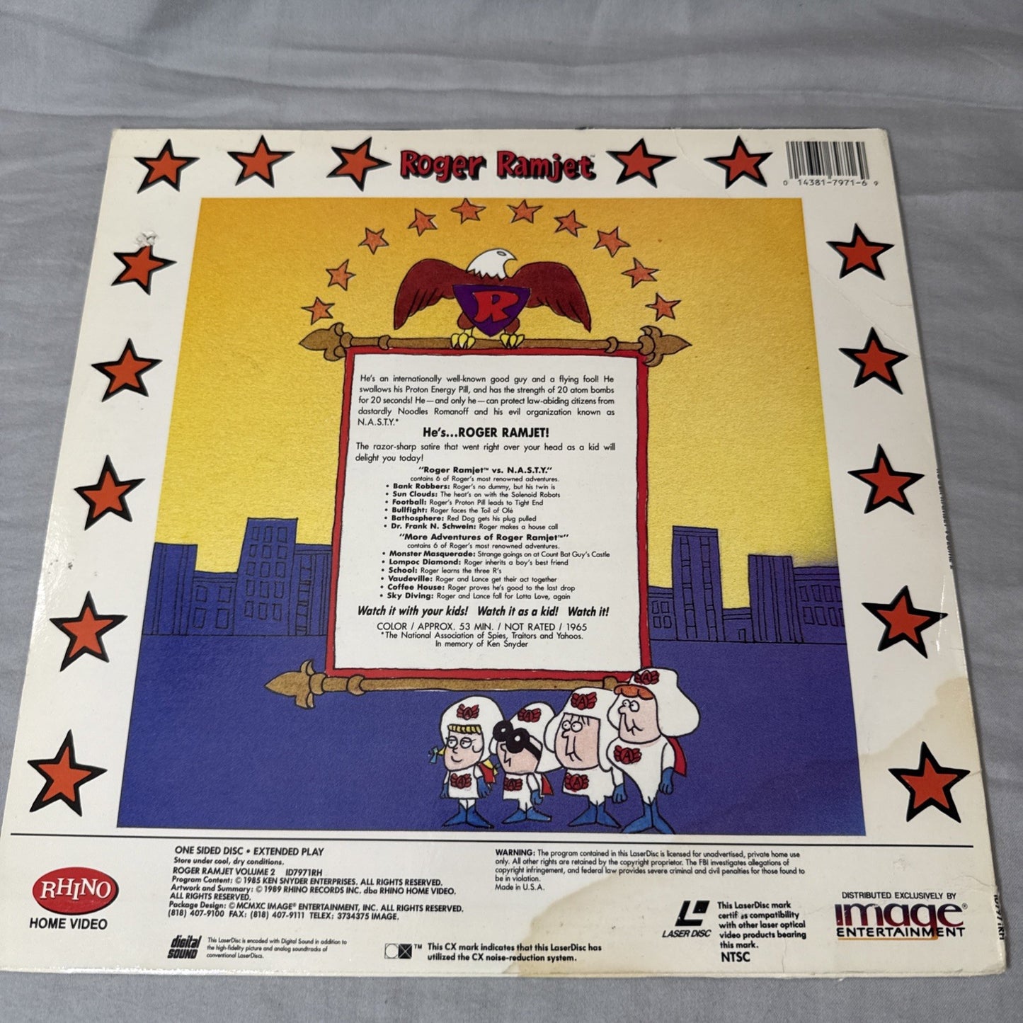 Roger Ramjet Double Feature LaserDisc Nasty Hero Rhino Home Video Animated OOP