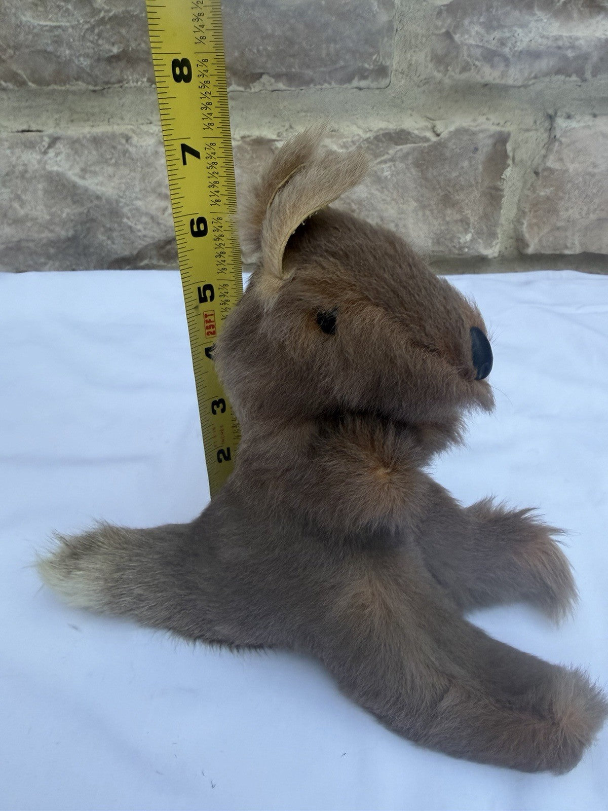 Vintage Genuine Fur Kangaroo Figurine Australia Souvenir Plush Small Collectible