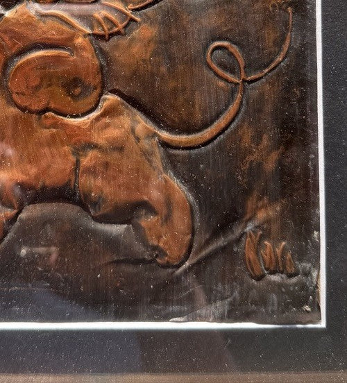 Vintage Framed Copper Repousse Mouse Wall Art Vara Mid Century Folk Art MCM