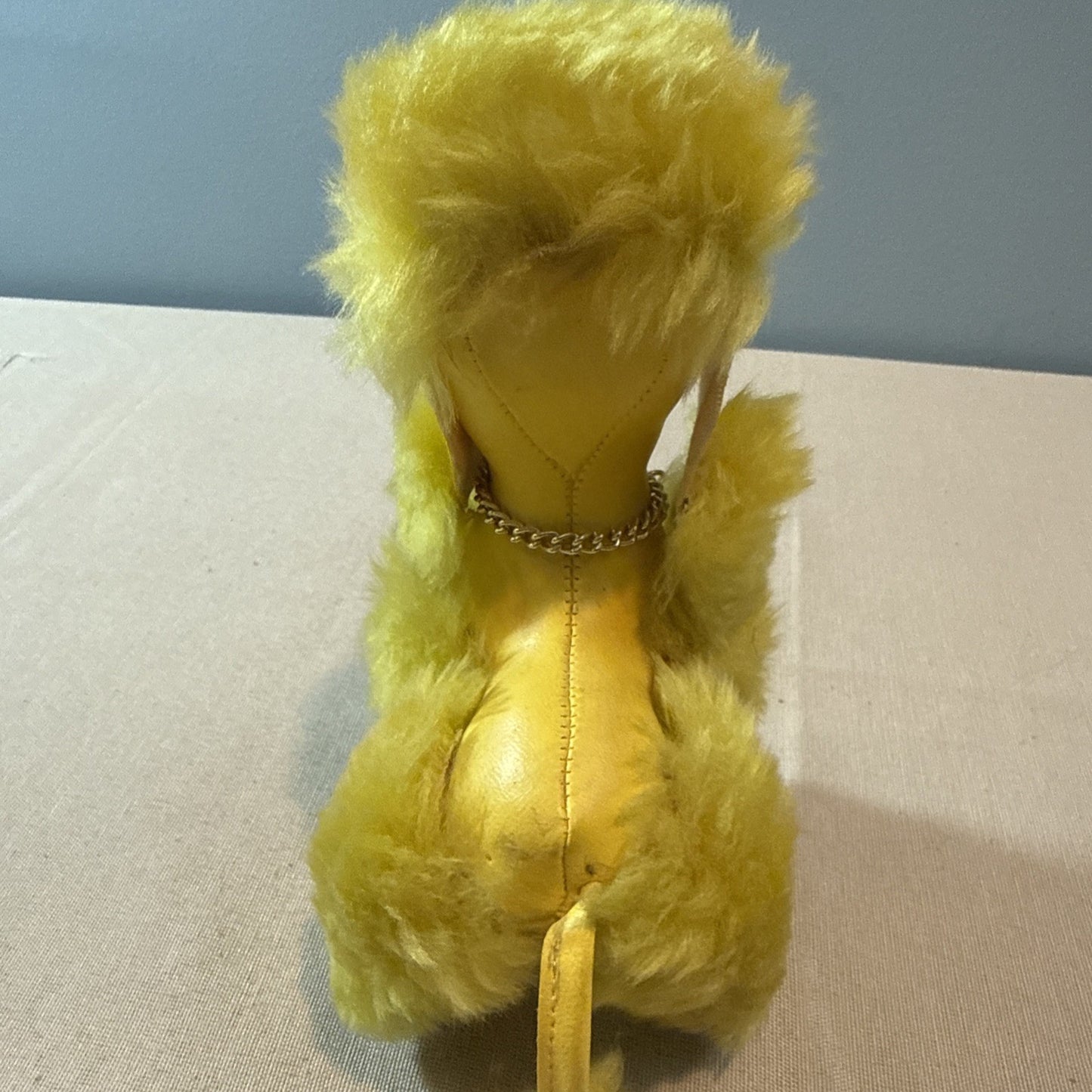 Vintage 1960s Pompie Poodle Plush Yellow Heart Tag Retro Toy Dog