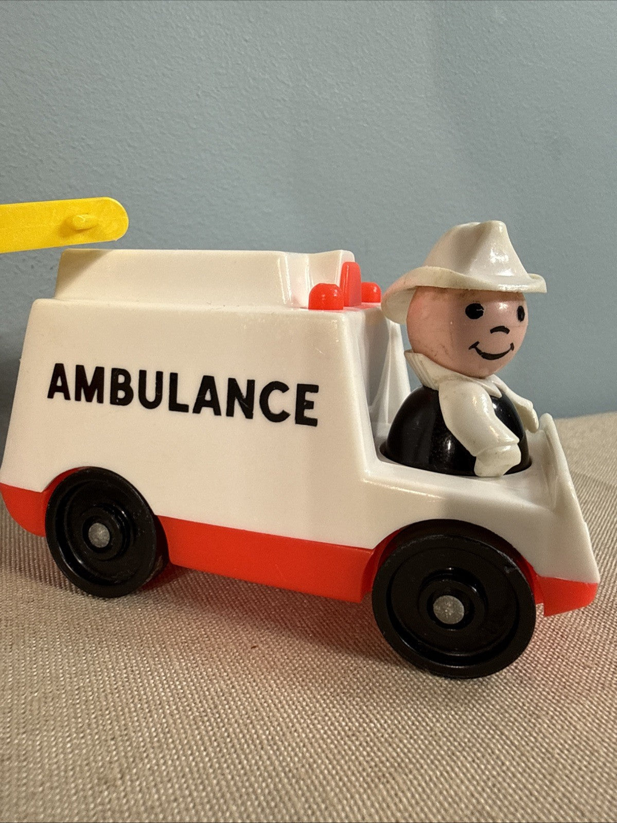 Vintage Fisher Price Little People Fire Trucks Ambulance Mail Truck + 3 Figures