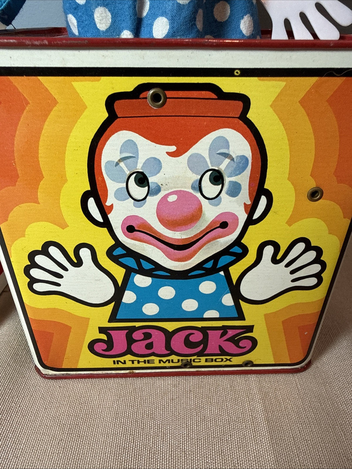 Vintage Rare In Box 1972 Mattel Jack In The Music Box WORKS Nose Wear
