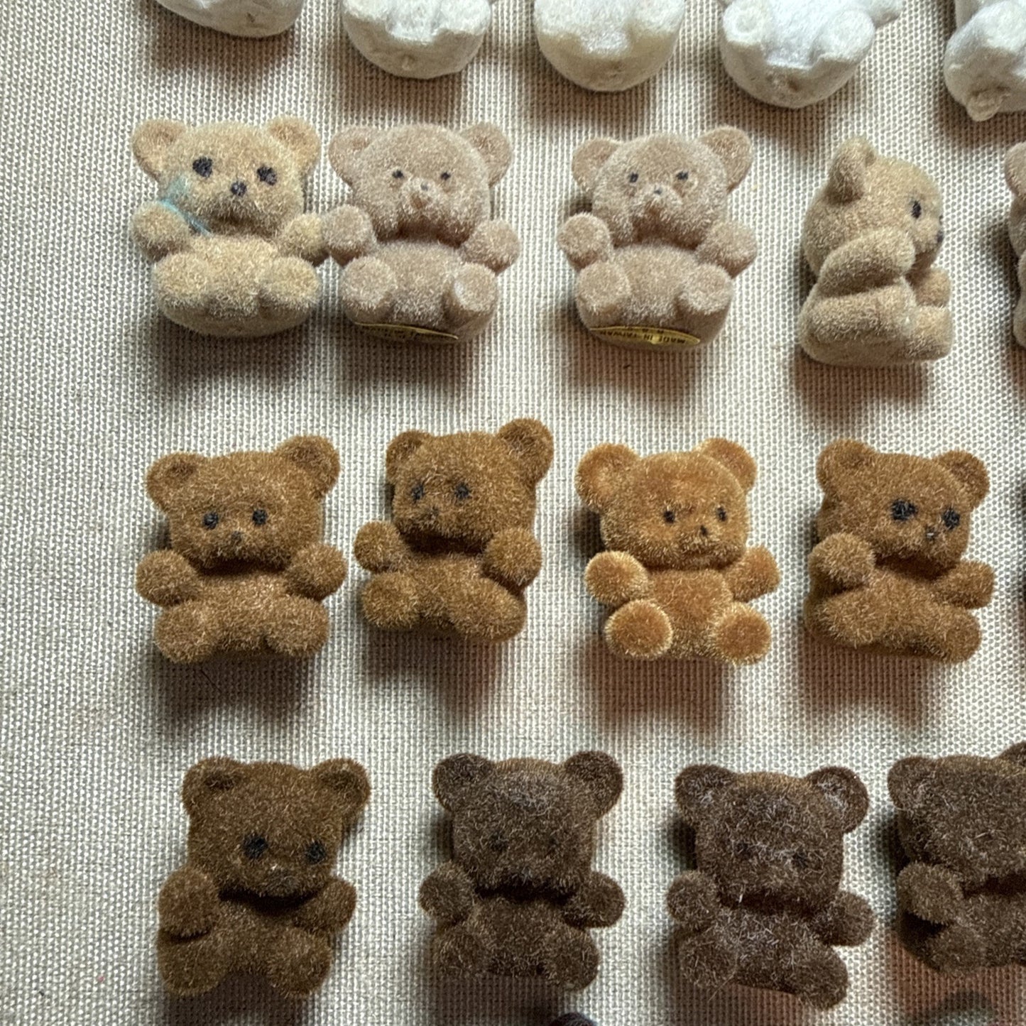 55 Flocked Miniature Teddy Bears White Brown Tan Vintage Crafting Minis Dioramas