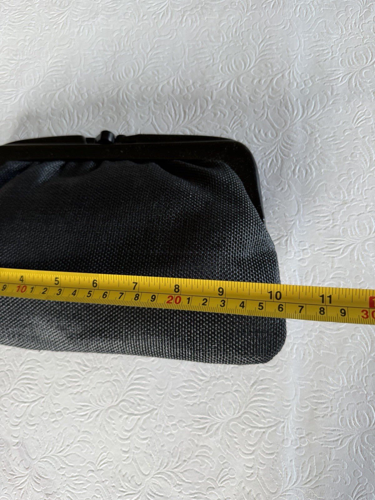 Vintage Italian Black Woven Plastic Frame Clutch Evening Purse Bag Made in Italy