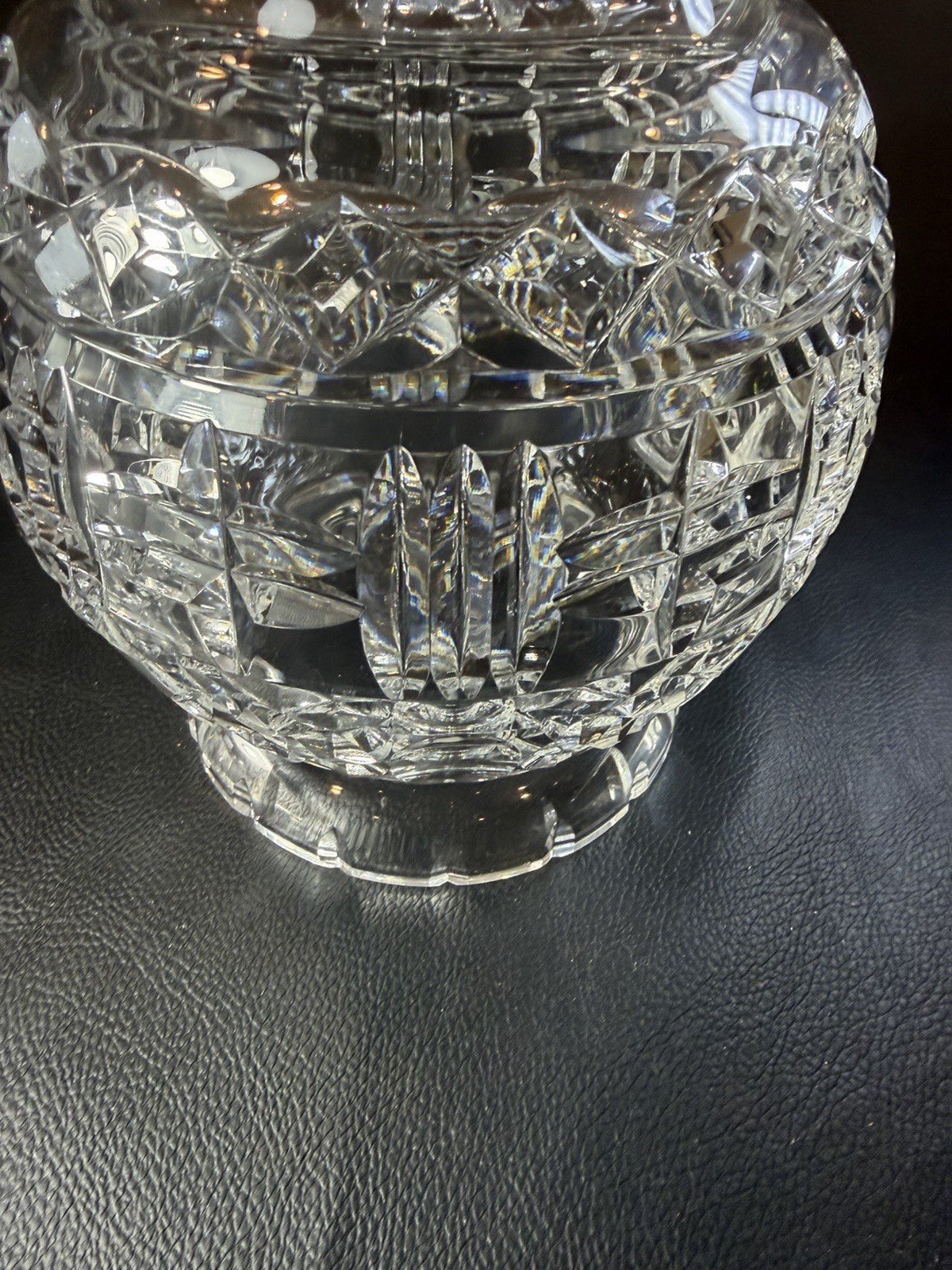 Vintage Heavy Cut Crystal Candy Apothecary Jar Lid Diamond Fan Pattern 6"