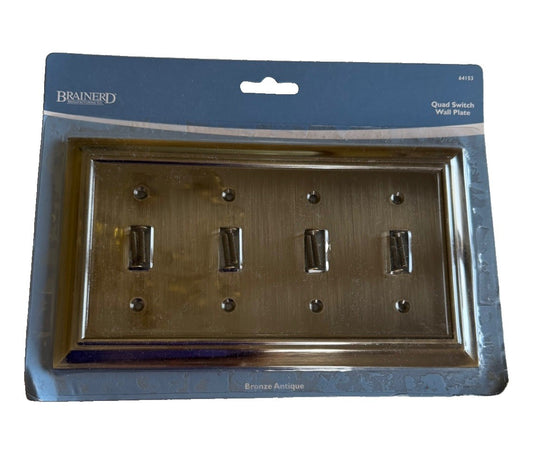 Brainerd Quad Switch Wall Plate Antique Bronze 4 Gang Toggle Cover New Sealed