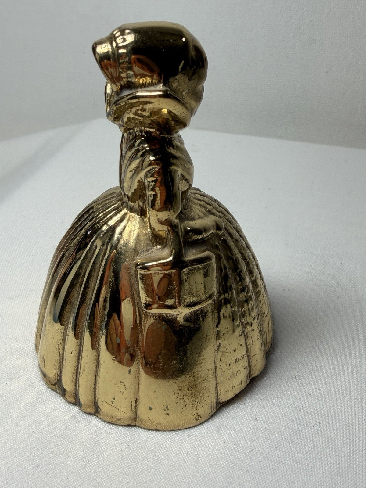 Vintage Brass Victorian Lady Dinner Bell 2.5” Working Bell England