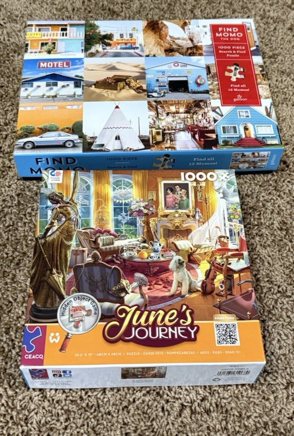 Hidden Object Puzzle Lot Find Momo & June’s Journey Puzzle Ceaco 1000 Piece
