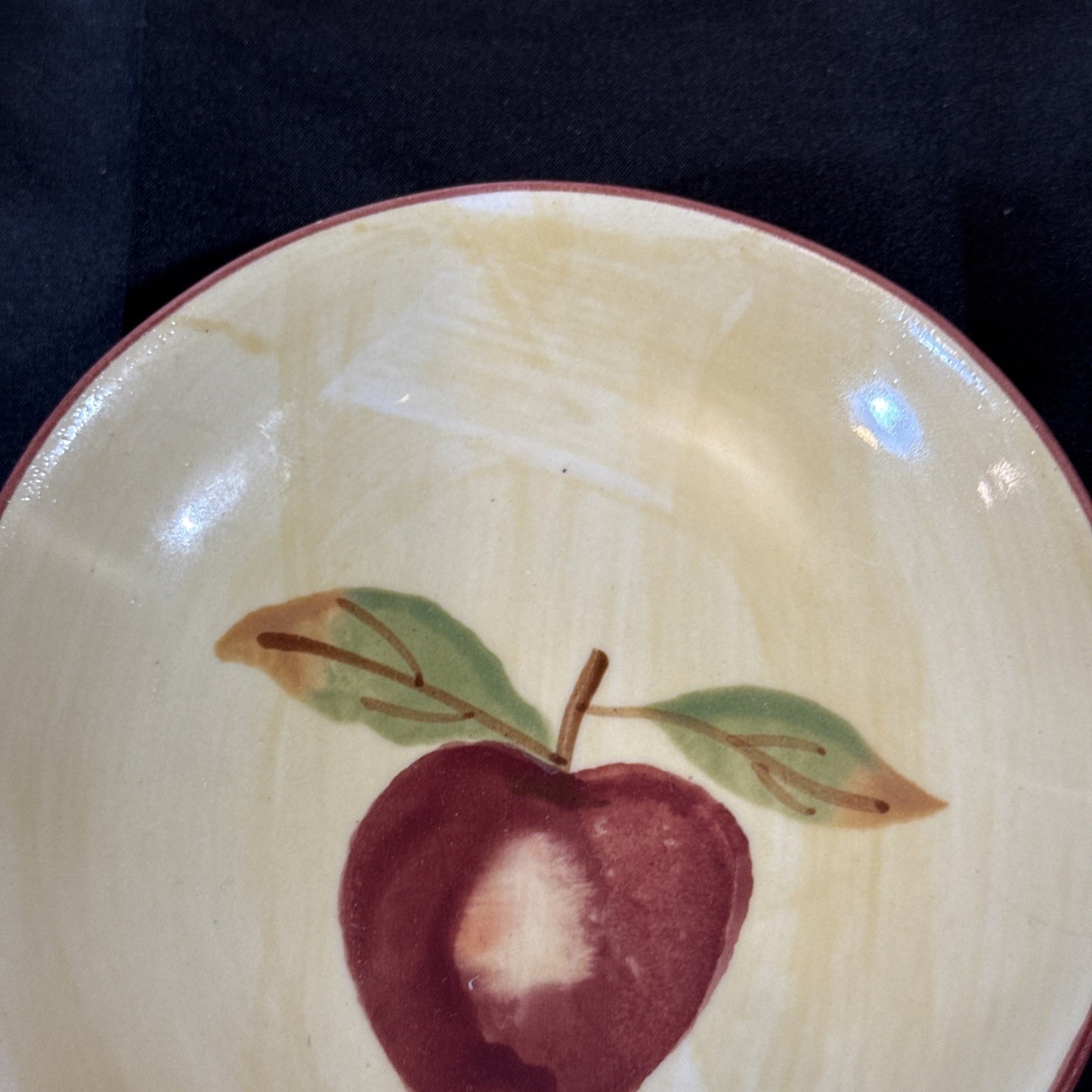 Hartstone Pottery Lot 13” Pasta Serving Bowl And Side Plate Apple Design