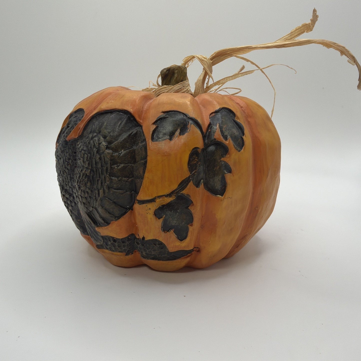Hand Carved Wooden Pumpkin Turkey Scene Direct International Ohio