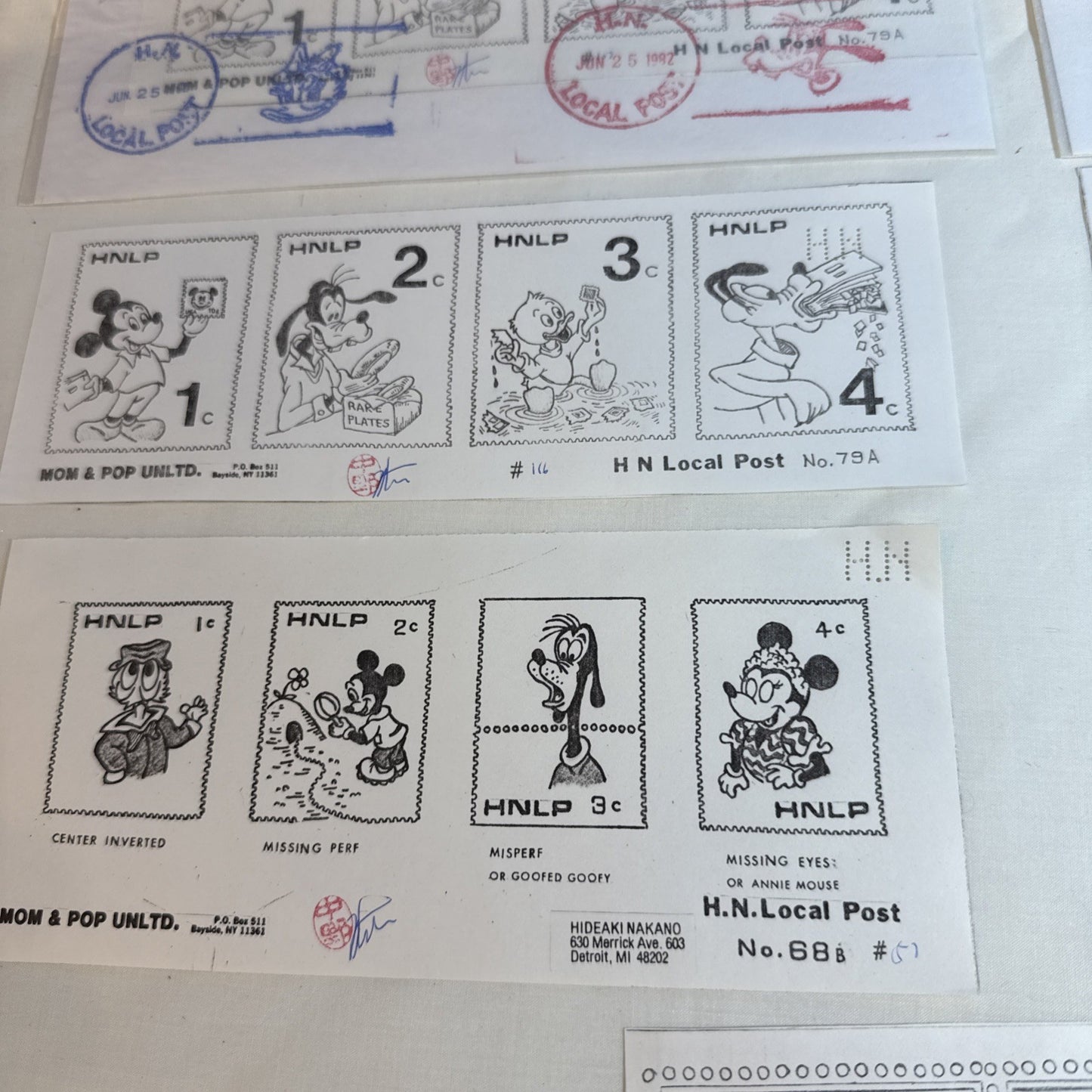 Vintage Hideaki Nakano HNLP Cinderella Stamp Artist Cover Lot 1982 Japan Postal