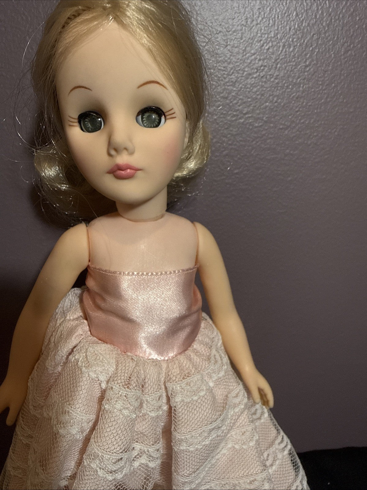 Vintage 1984 Effanbee Doll Blonde Blue Eyes Pink Dress 11 Inch bows