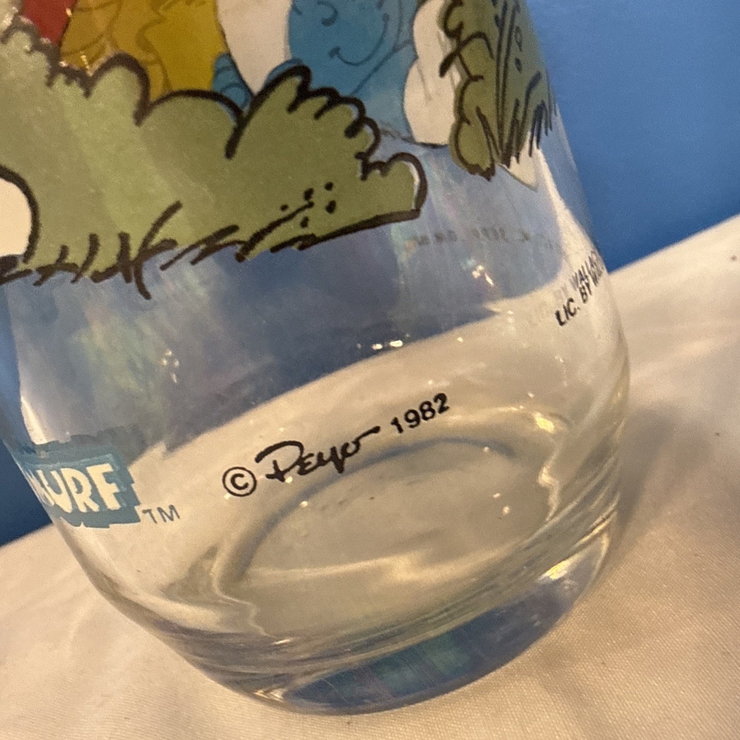 Vintage 1982 Smurfs Peyo Wallace Berrie Collectible Drinking Glasses Set of 7