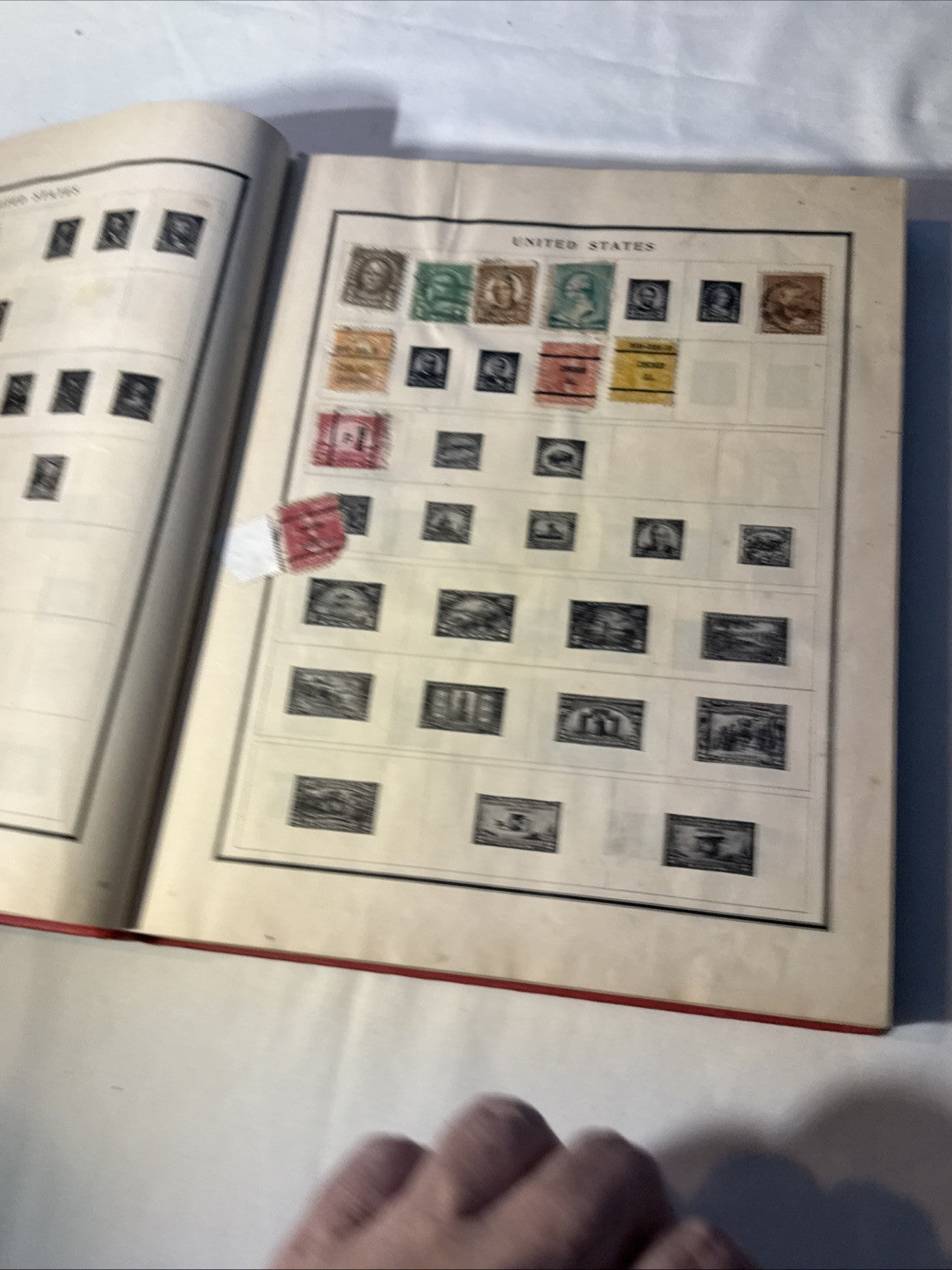 Modern Postage Stamp Album US World Stamps 1940s Collection Plus Loose Stamps