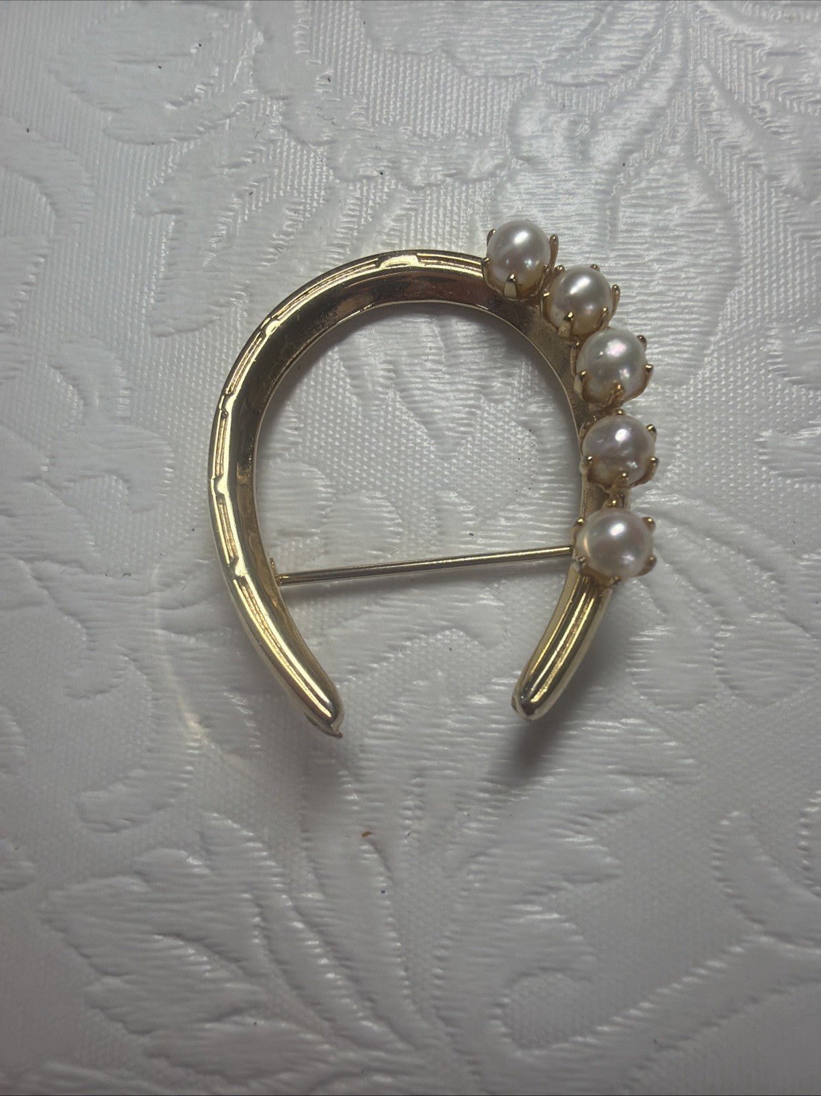 Vtg Lucky Irish Pin Brooch Shamrock Leprechaun Ireland Horseshoe Pearl Clover