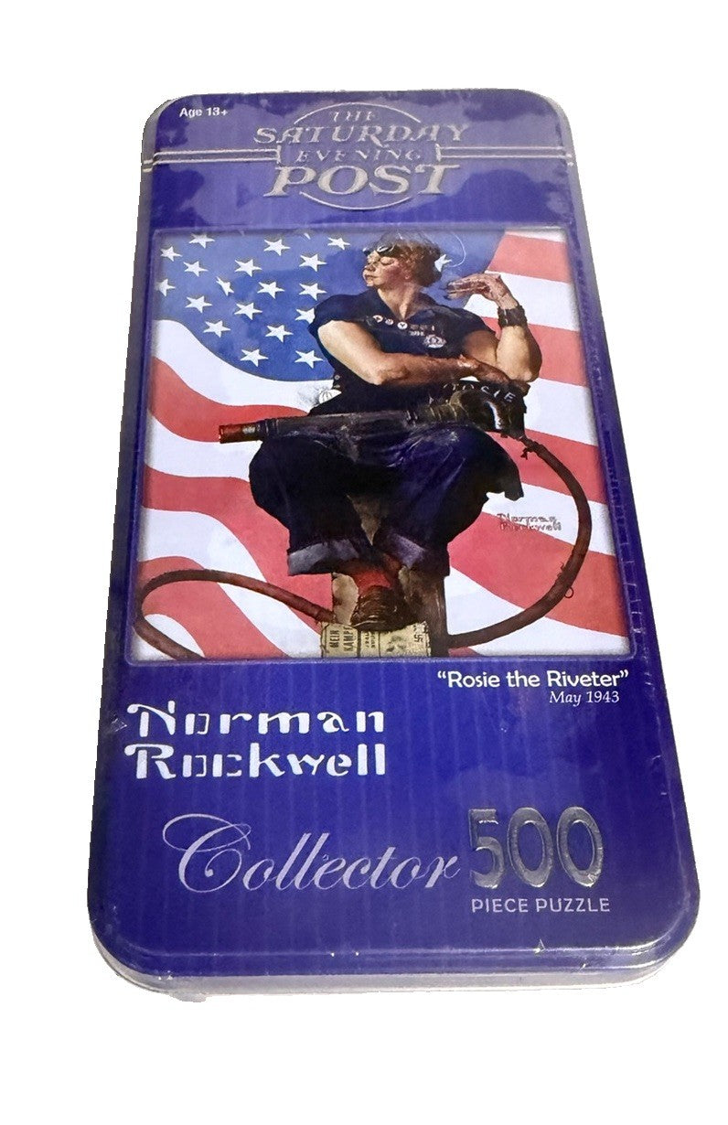 MasterPieces Norman Rockwell Rosie the Riveter 500 Piece Puzzle Tin New Sealed