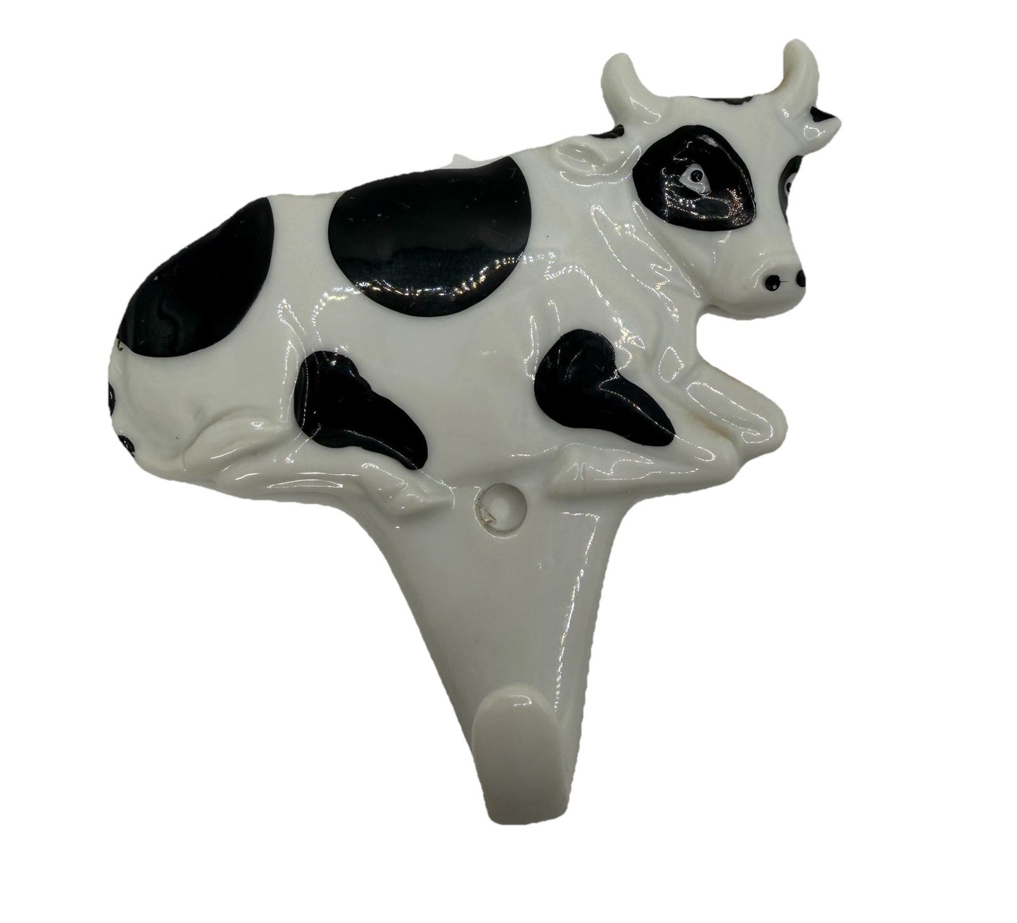 Vintage Takahashi Black White Cow Wall Hook Hand Painted Ceramic