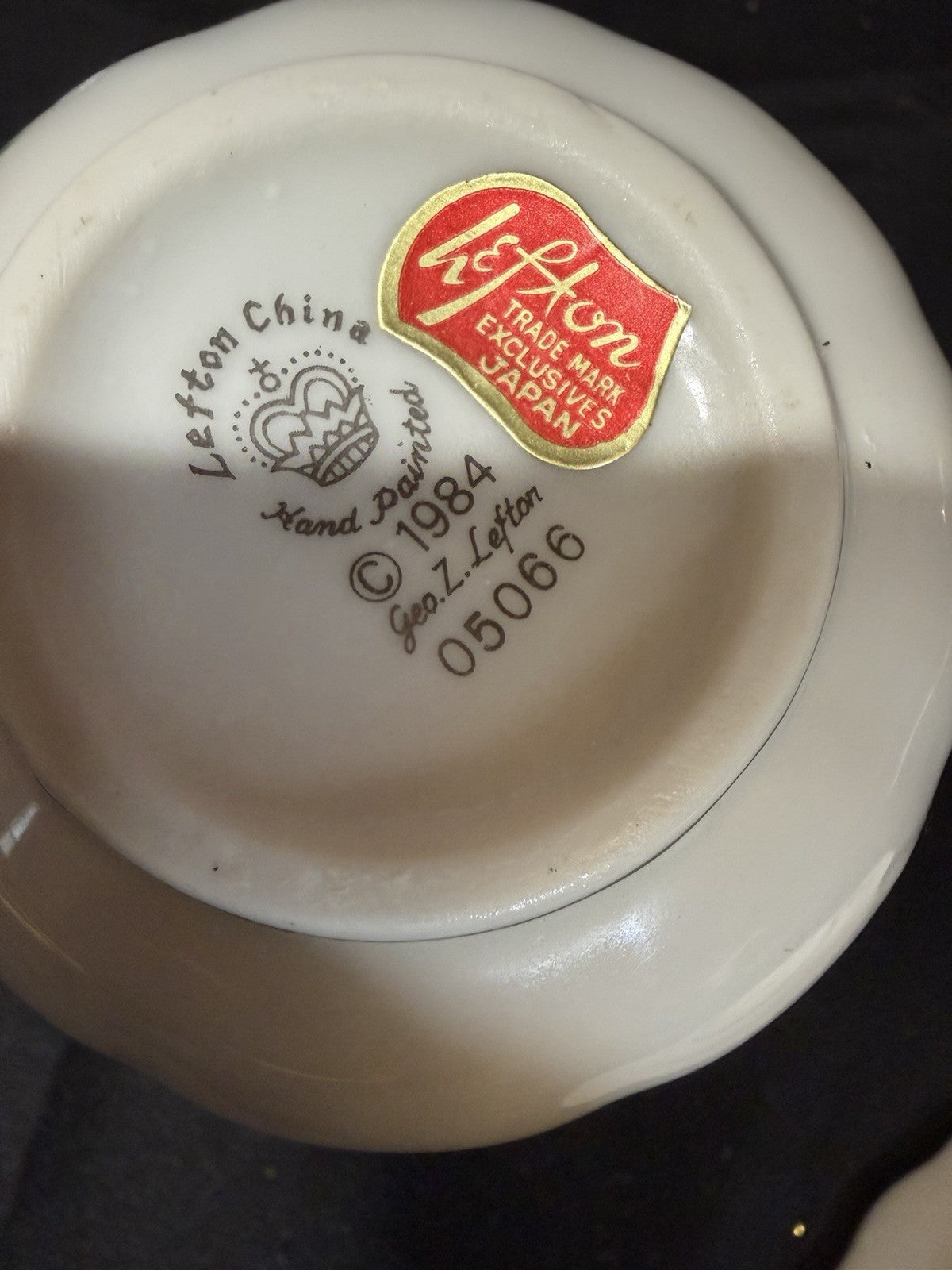 1984 Lefton Hand Painted China 25th Anniversary Pitcher Plate & Candle Votive
