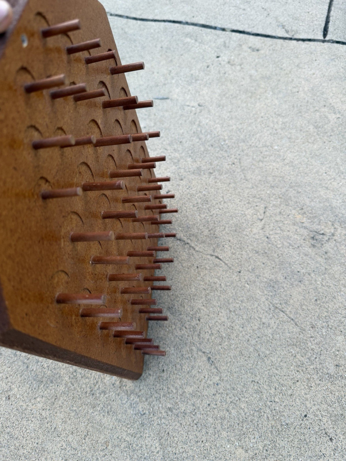 Vintage Wooden Peg Board Wall Mount 60 Spool Thread Rack Sewing Organizer Holder