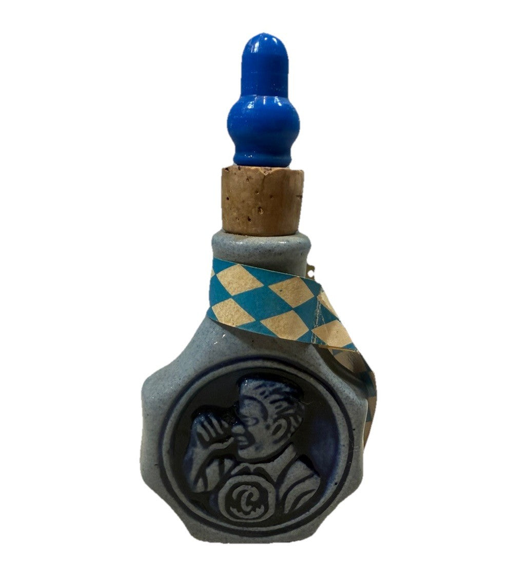 Vintage German Stoneware Schnalzlerfranzl Snuff Bottle Cobalt Blue Stopper