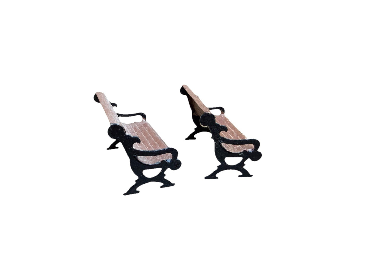 Lemax Christmas Village Park Bench Brown Metal 24033 Lot of 2