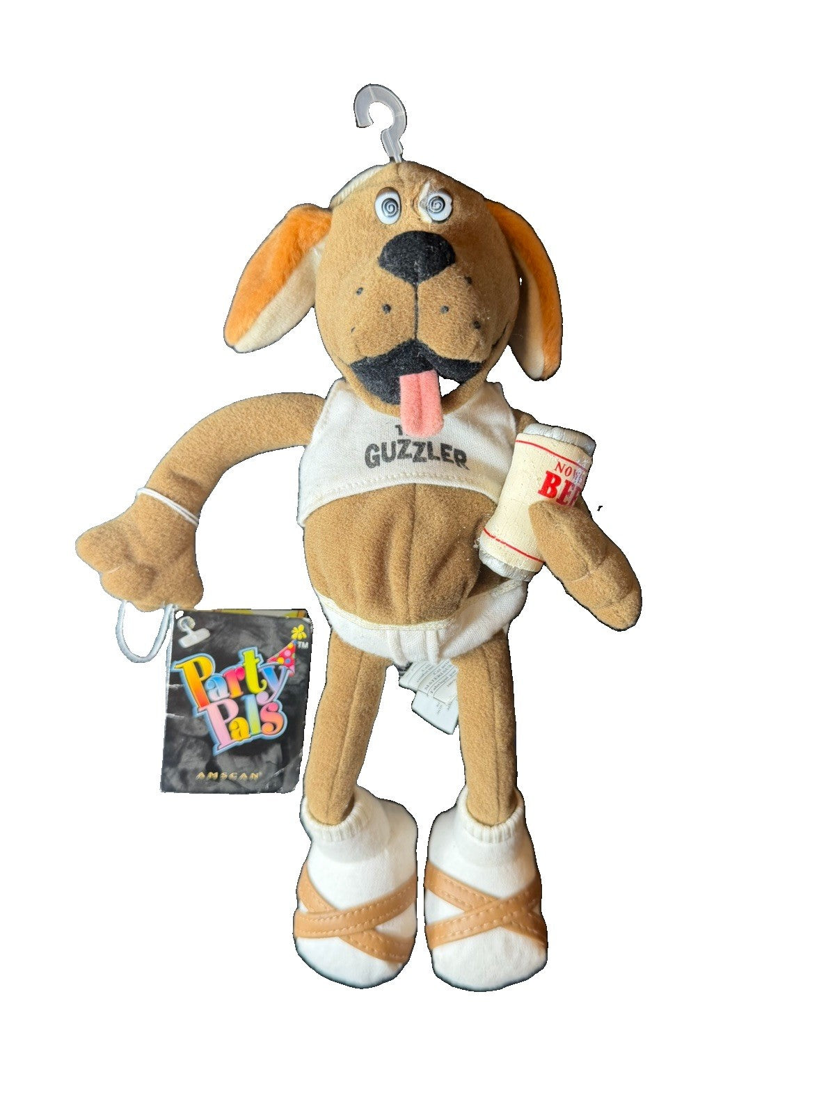 Vintage Amscan Party Pals The Guzzler Dog Plush Stuffed Toy Beer Can NWT Novelty