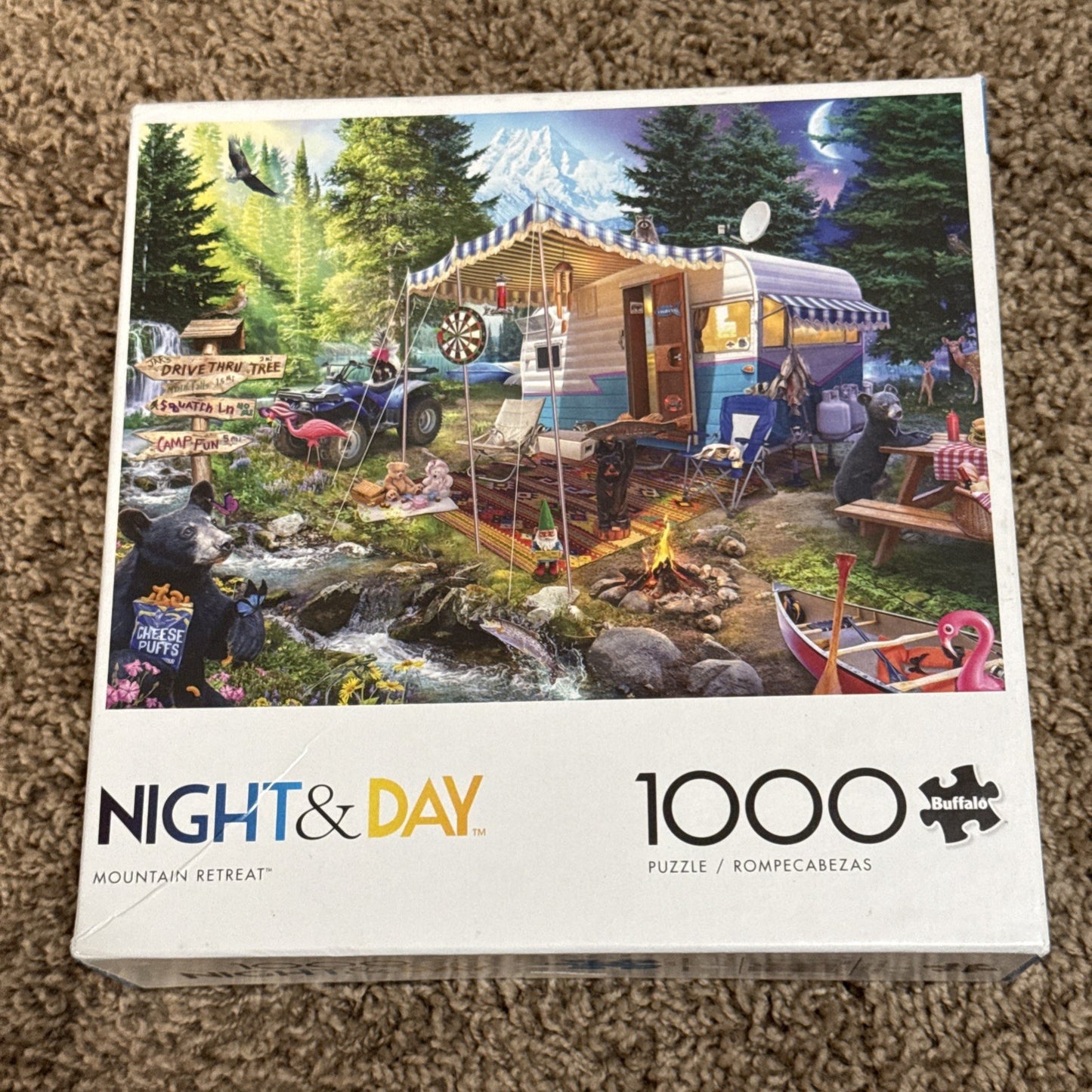 Buffalo Night & Day 1000 pc Puzzle Lot  Mountain Retreat & Dazzling Paris