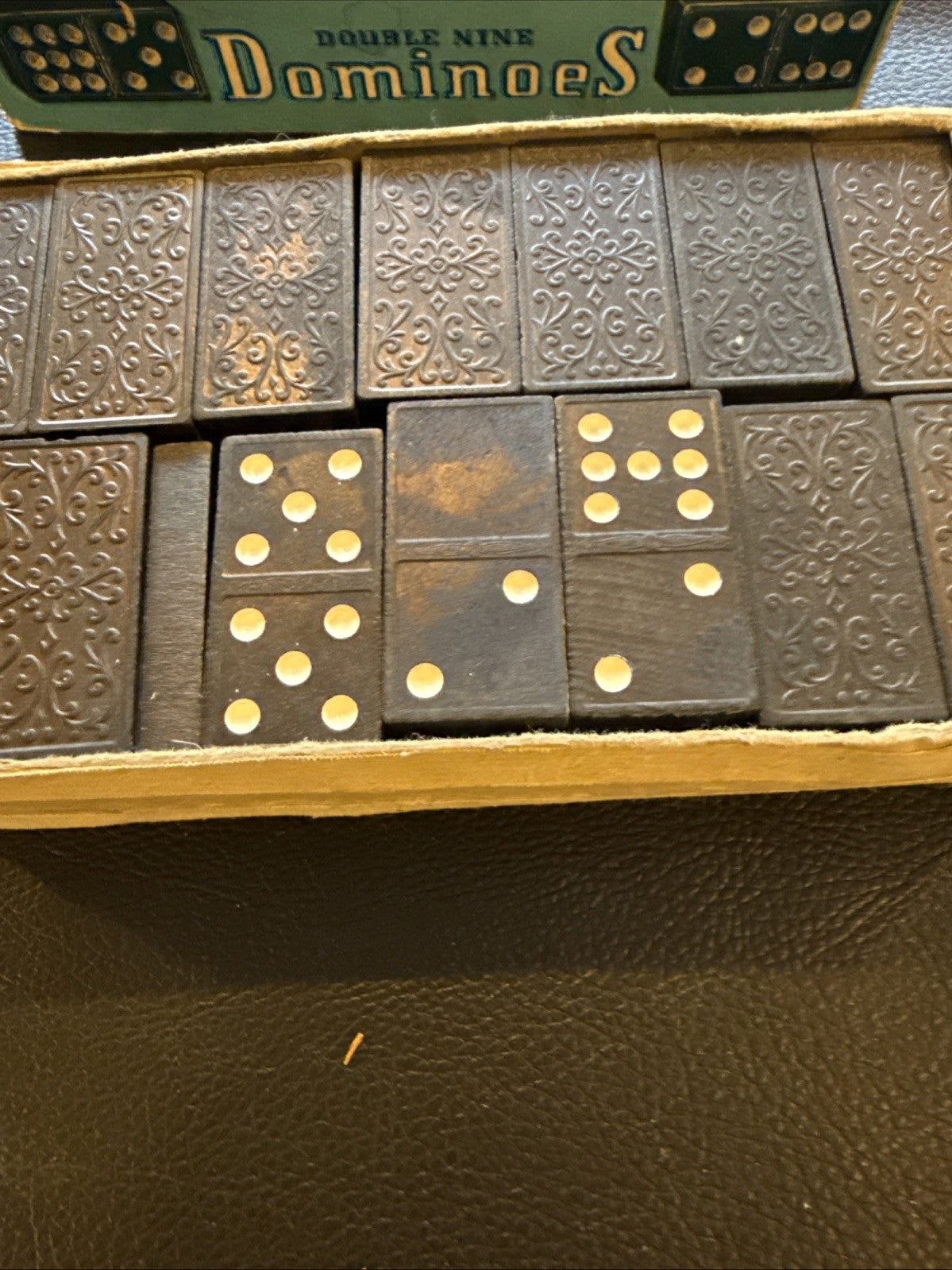 Vintage Halsam Dominoes No. 920R Double Nine Set in Original Box