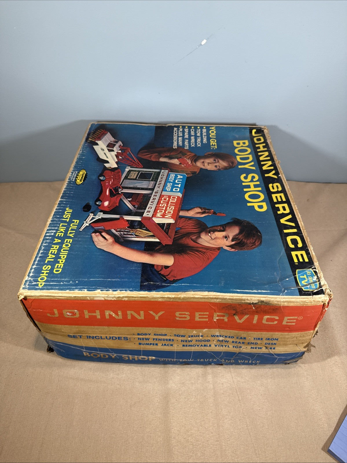 Vintage Topper Toys Johnny Service Gas Station Playset Car with Box Incomplete