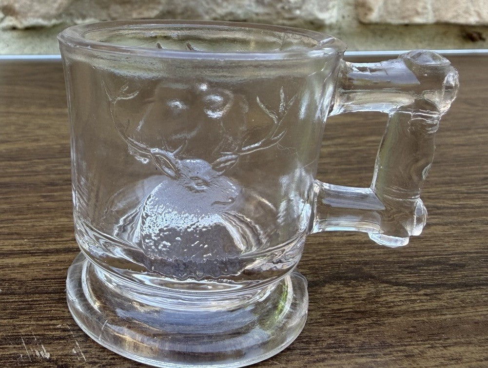 Antique Bryce Brothers EAPG Deer Cow Childs Clear Glass Mug Circa 1880s Cup
