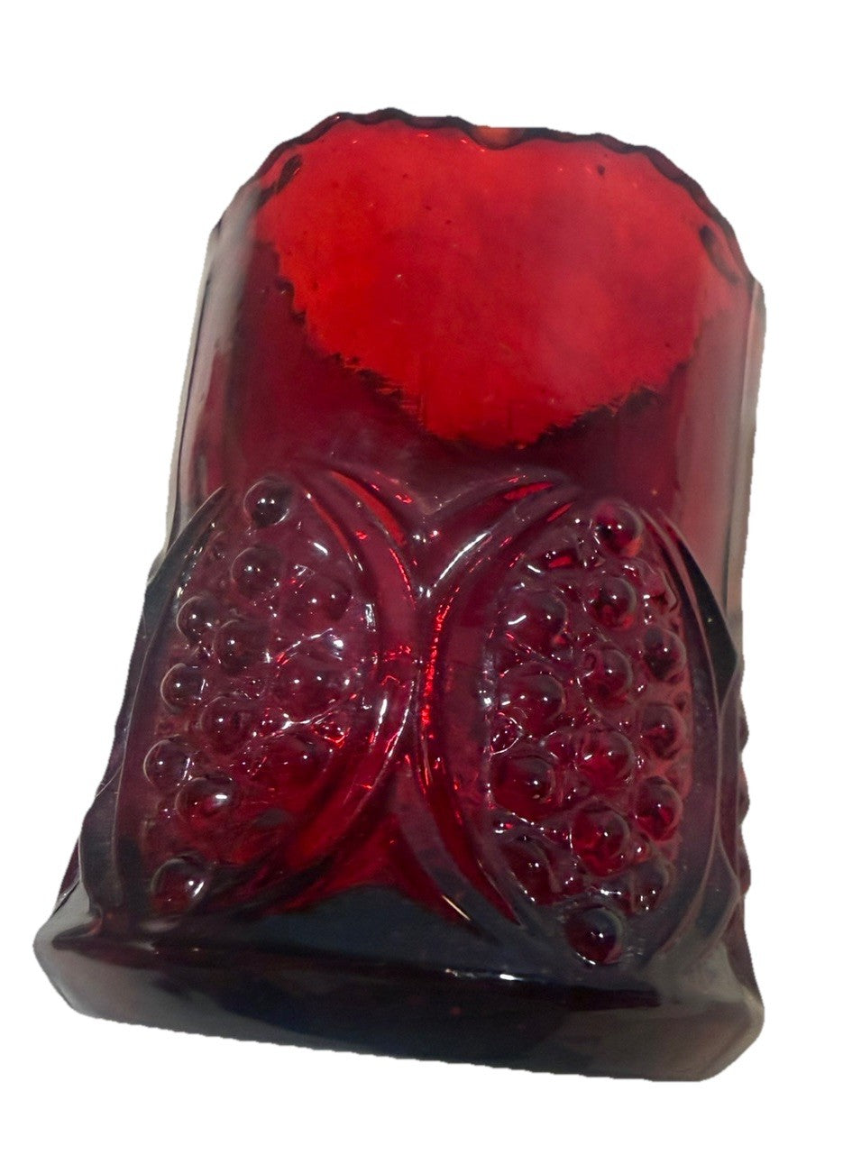 Vintage Ruby Red Glass Toothpick Holder Early American Days 1988 Souvenir