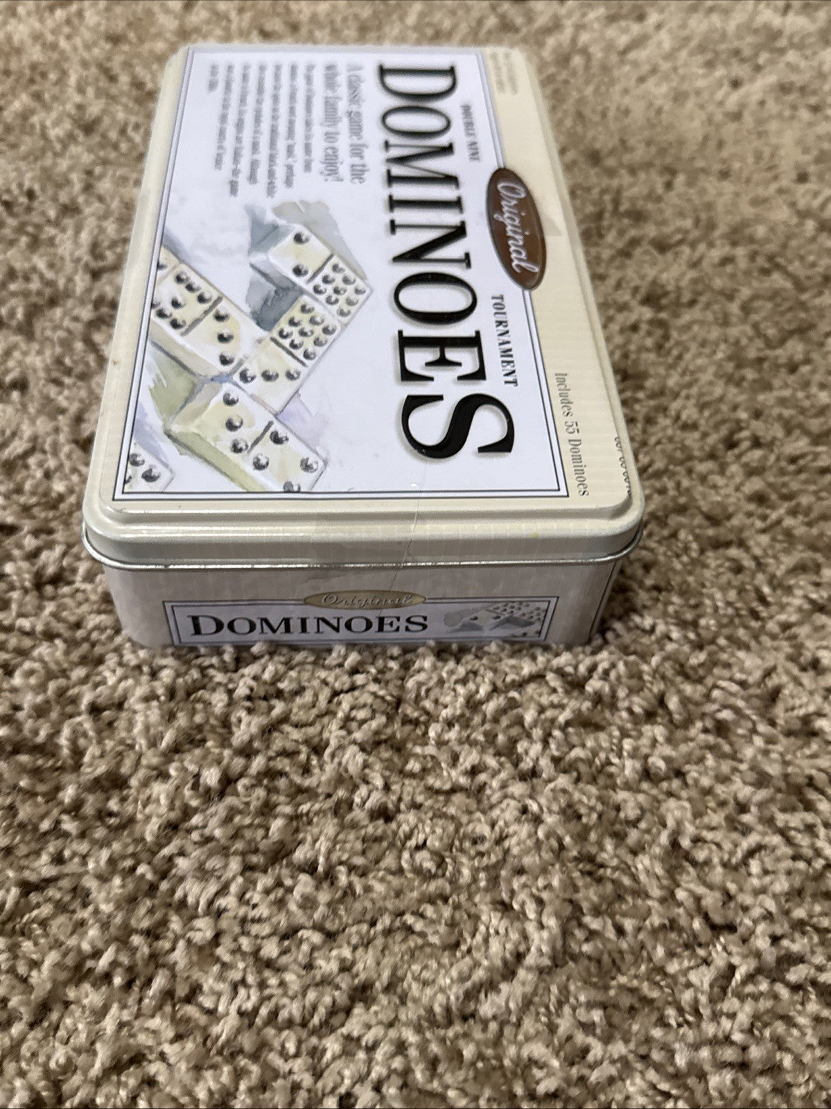 Double Nine Tournament Dominoes Set with Metal Tin Case Original Double 9