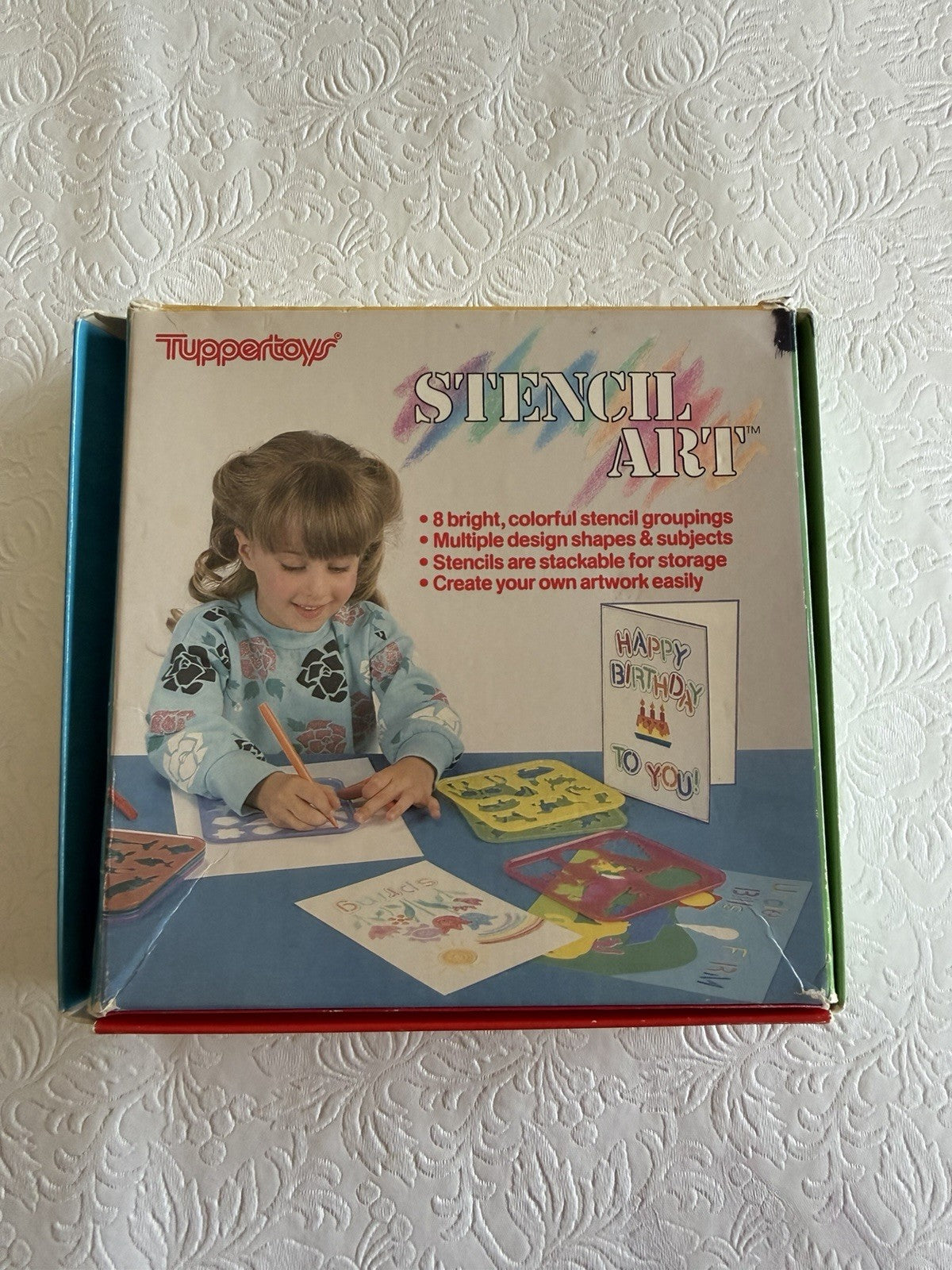 Vintage Tuppertoys Stencil Art Plastic Template Set Boxed Tupperware Creative