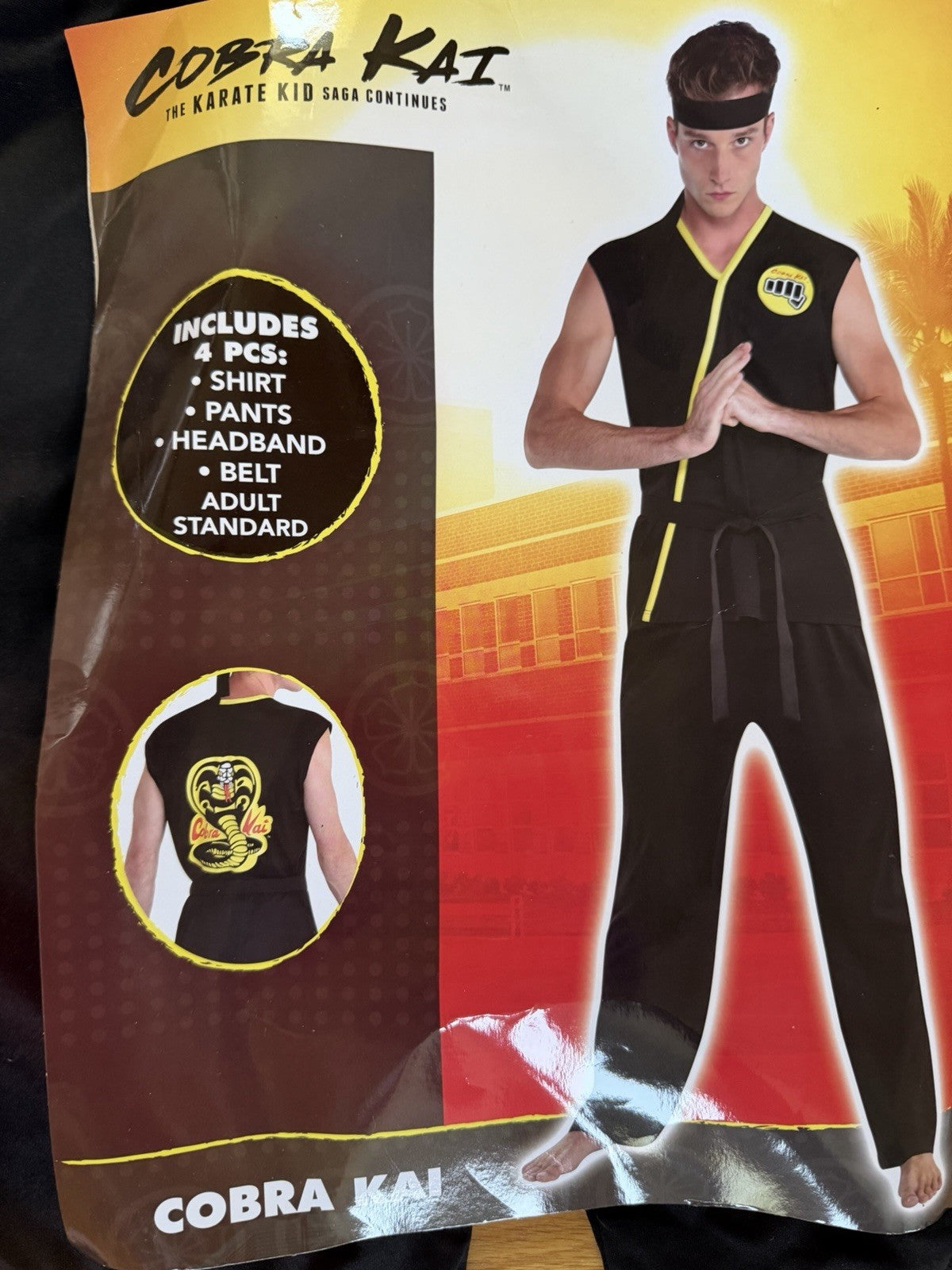 Cobra Kai Karate Kid Costume Black Gi Uniform Adult S/M Halloween Cosplay Outfit