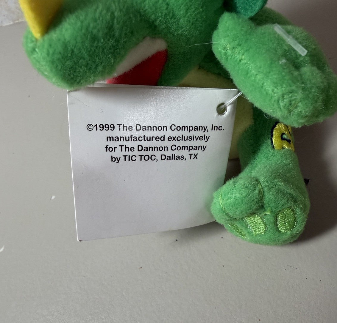 Danimal Mini Plush Dinosaur Green Triceratops 1999 Dannon Yogurt Promo 3.5” VTG