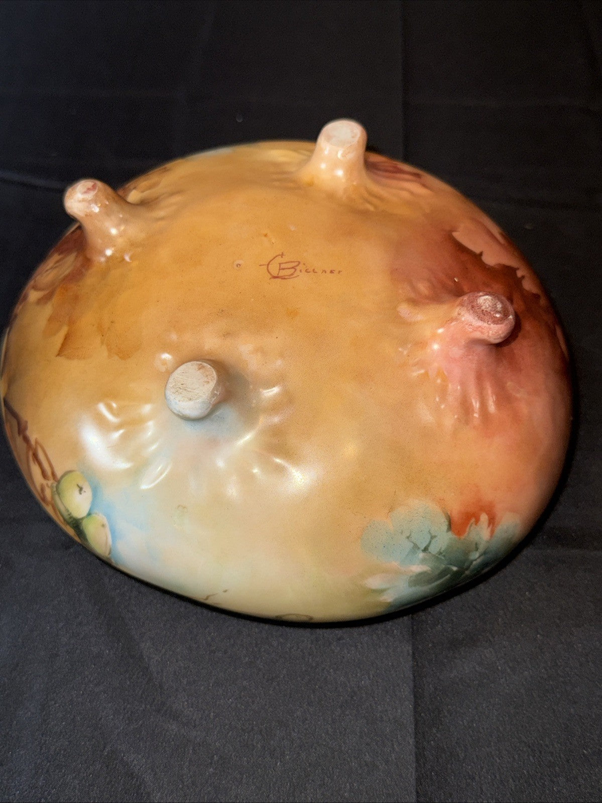 Antique 1907 Royal Austria Hand Painted Nut Bowl Footed 8x7.5x3.75”