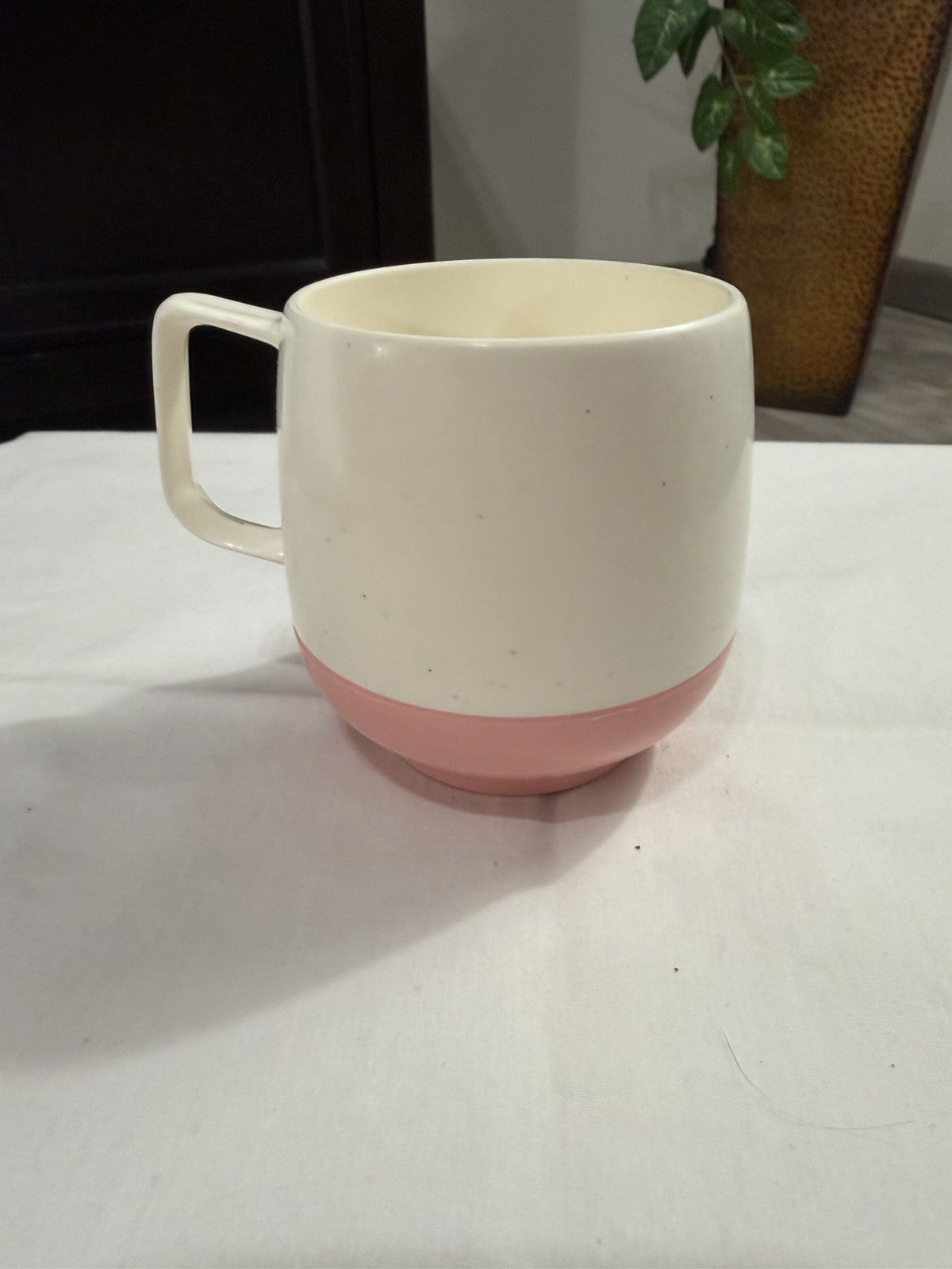 Bopp Decker Plastics Vacron Coffee Mug, Speckled White Pink, 10oz, Vintage Retro