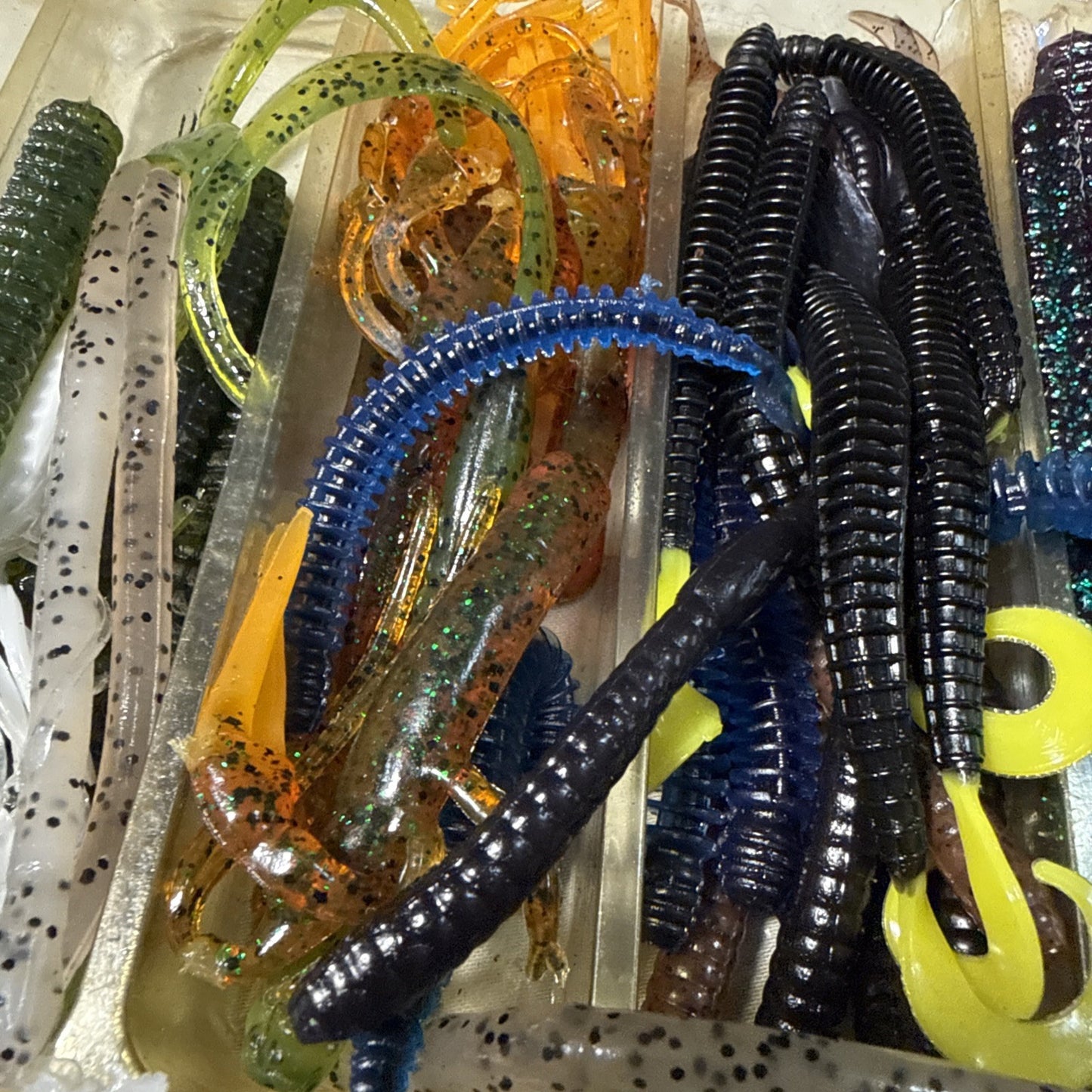Lot of 11 Fishing Soft Plastic Worms Powerboat Assault Softbait