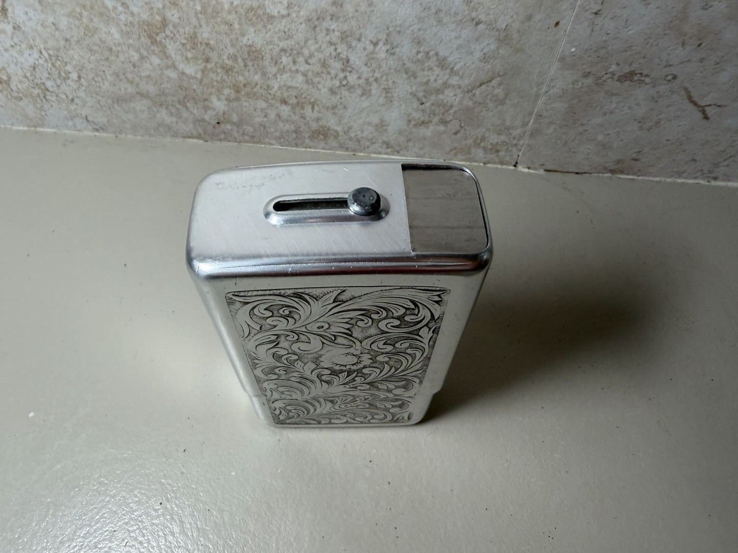 Vintage Park Industries Aluminum Cigarette Pack Holder Case Floral Embossed