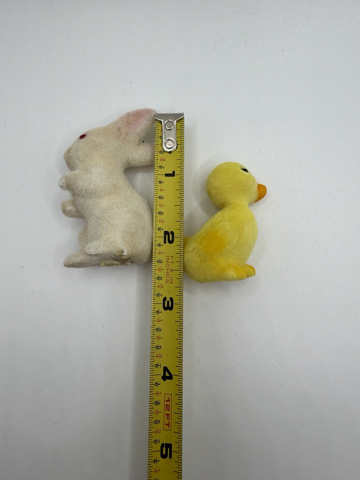 Vintage Flocked Easter Bunny Chick Mini Hat Figurines Diorama Plastic Mouse Lot