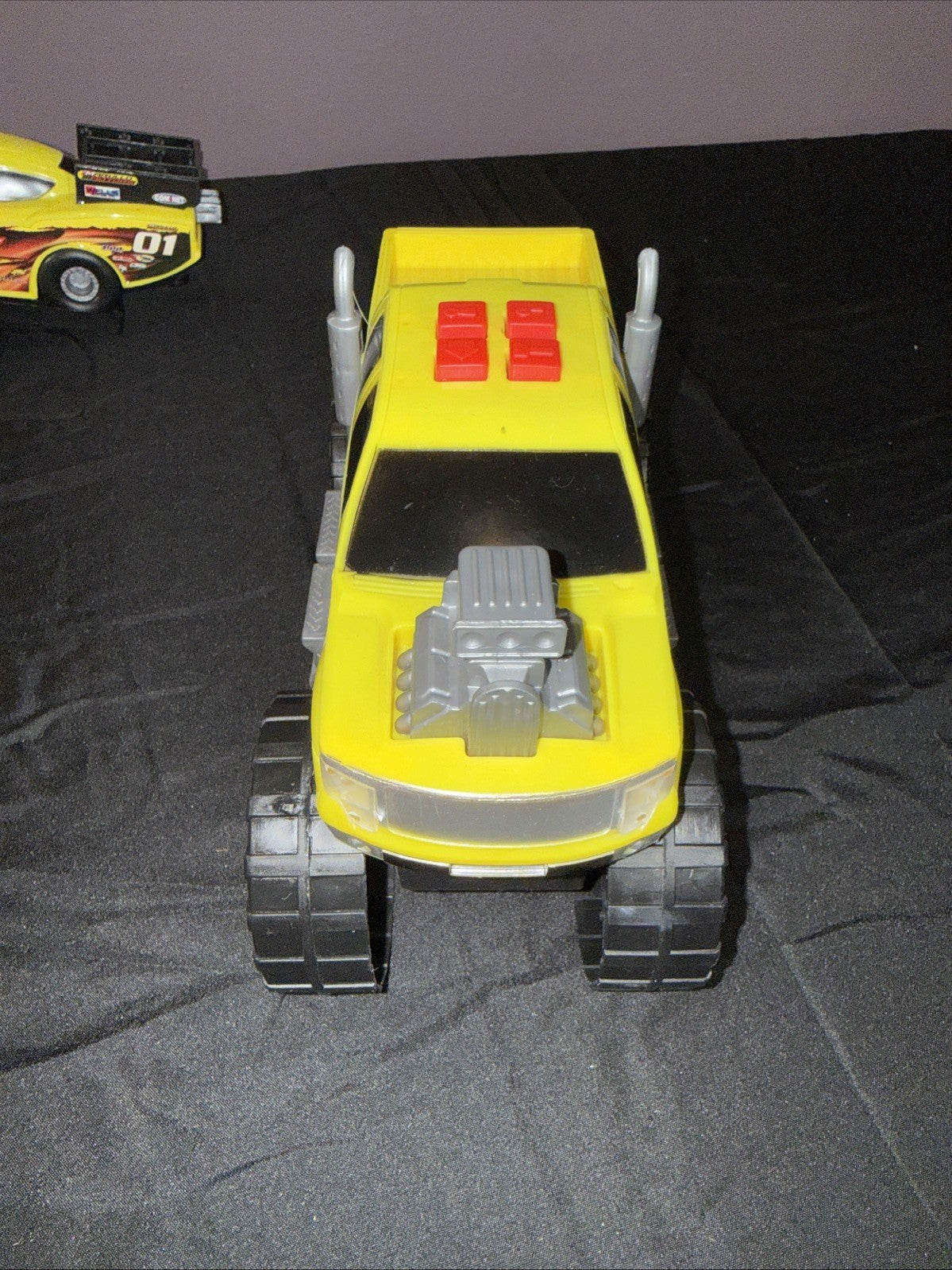 Vintage 2FAST4U Yellow Monster Truck Funny Car Trailer Combo Sounds WORKS